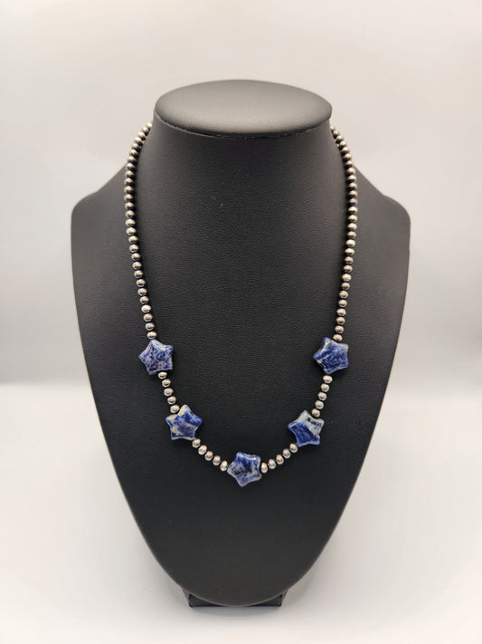 Lapis Luzuli Star Sterling Silver Necklace #LSN1