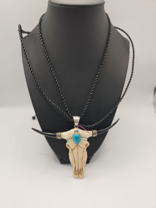 Bone Horn Turquoise Longhorn Necklace #BHTN