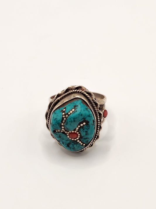 Turquoise Sterling Silver Ring Sz 9 #TR9