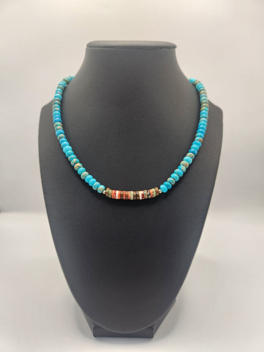 Turquoise Corral Silver Sun Jewelry Choker Necklace