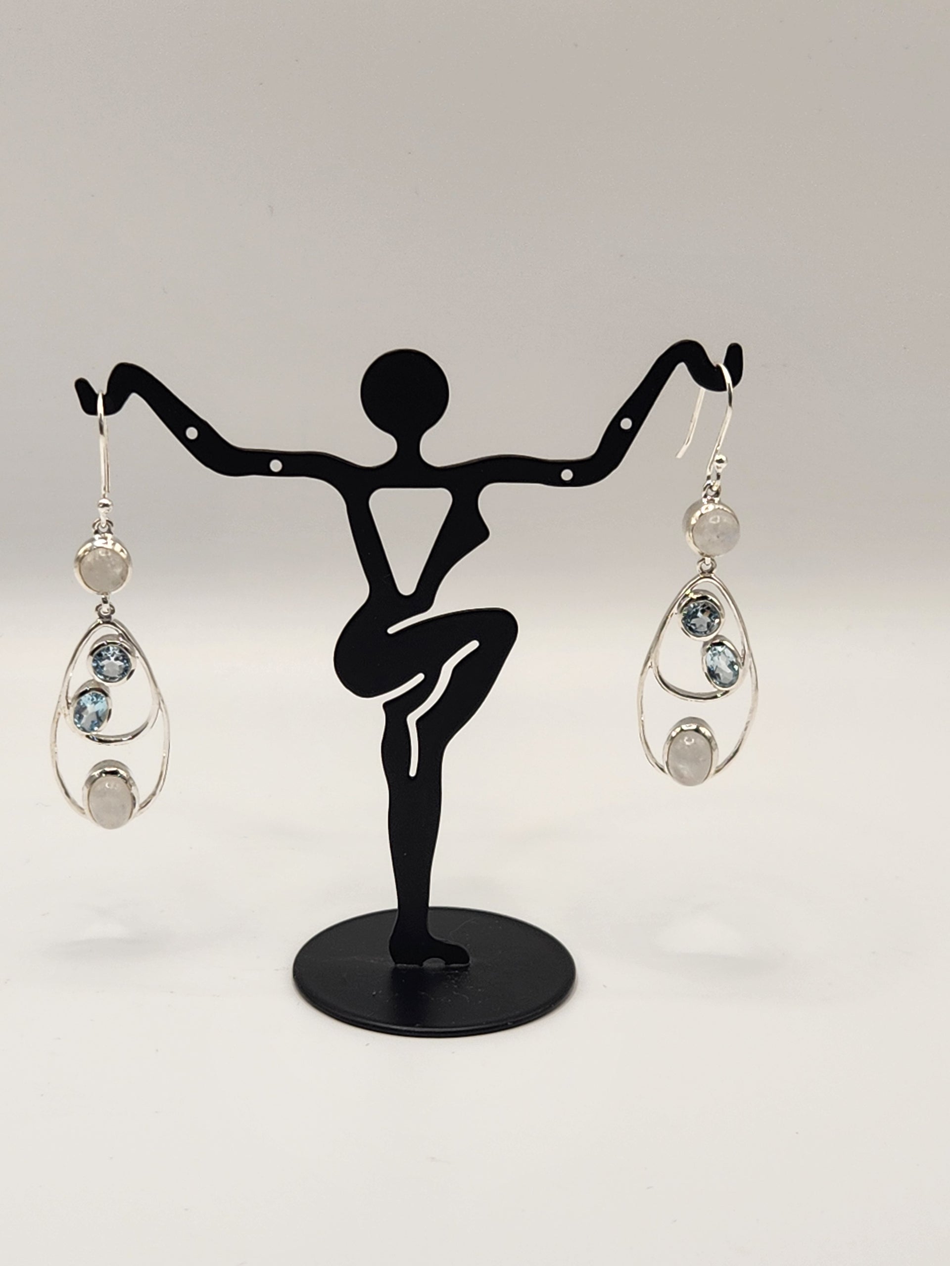 Blue Topaz Rainbow Moonstone BSS Jewelry Earings