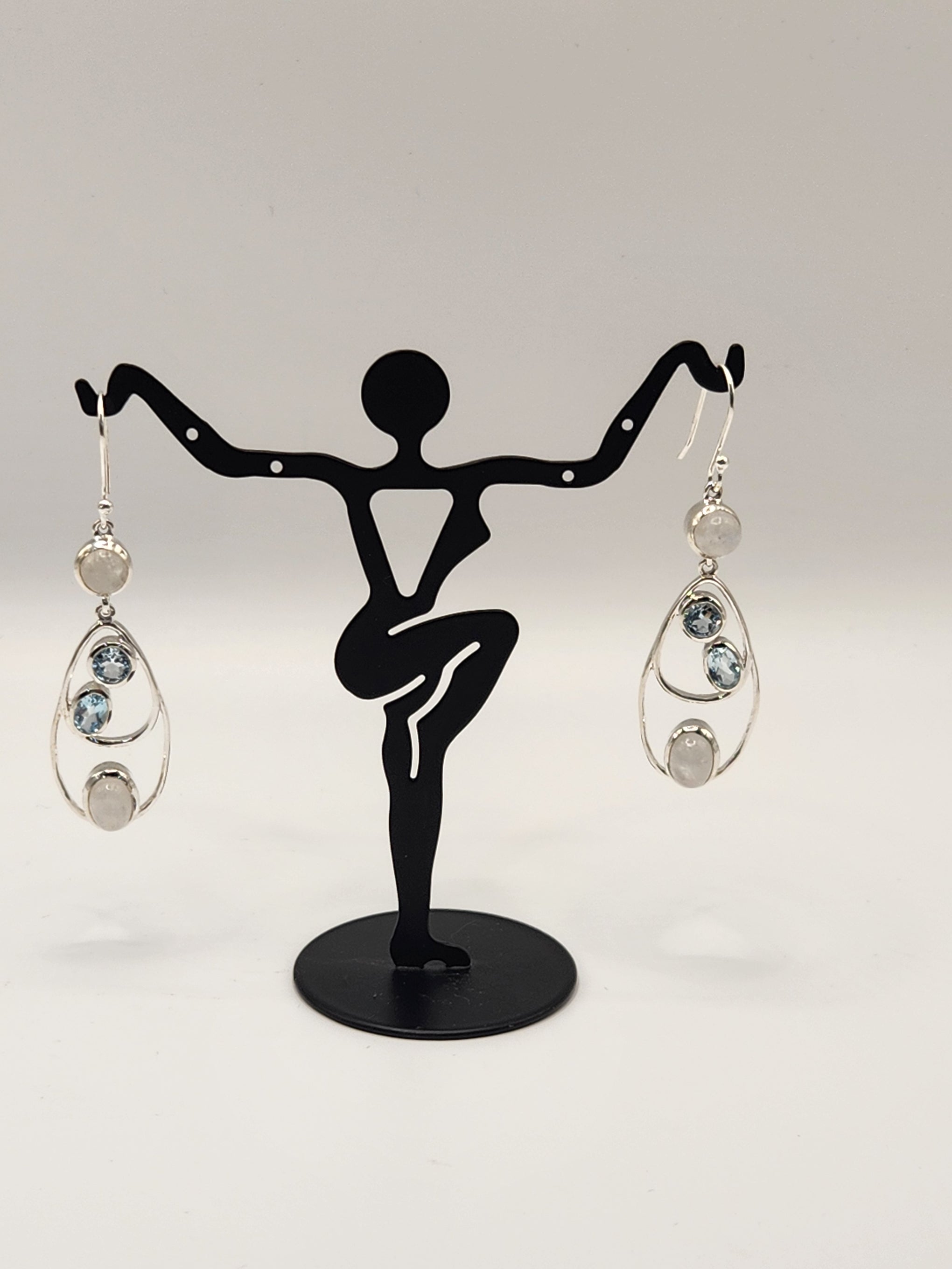 Blue Topaz Rainbow Moonstone BSS Jewelry Earings