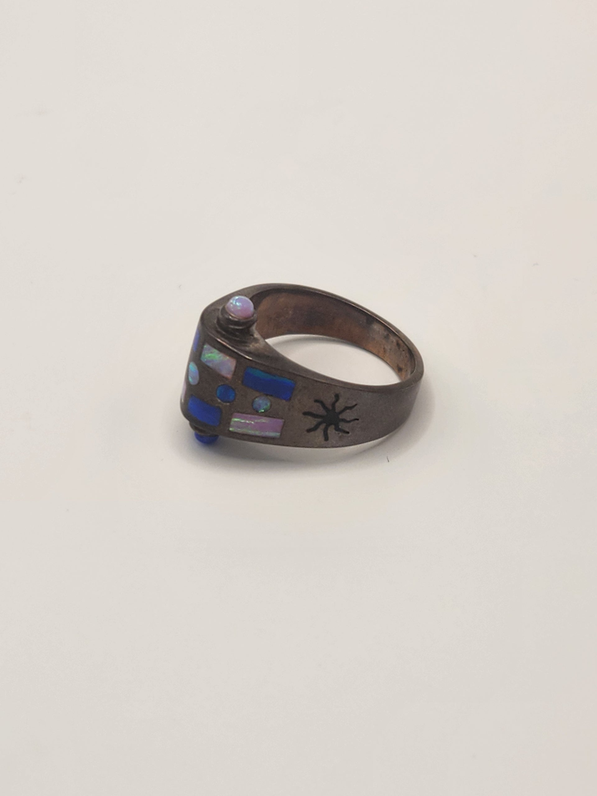Opal Sterling Silver Ring Size 7.5