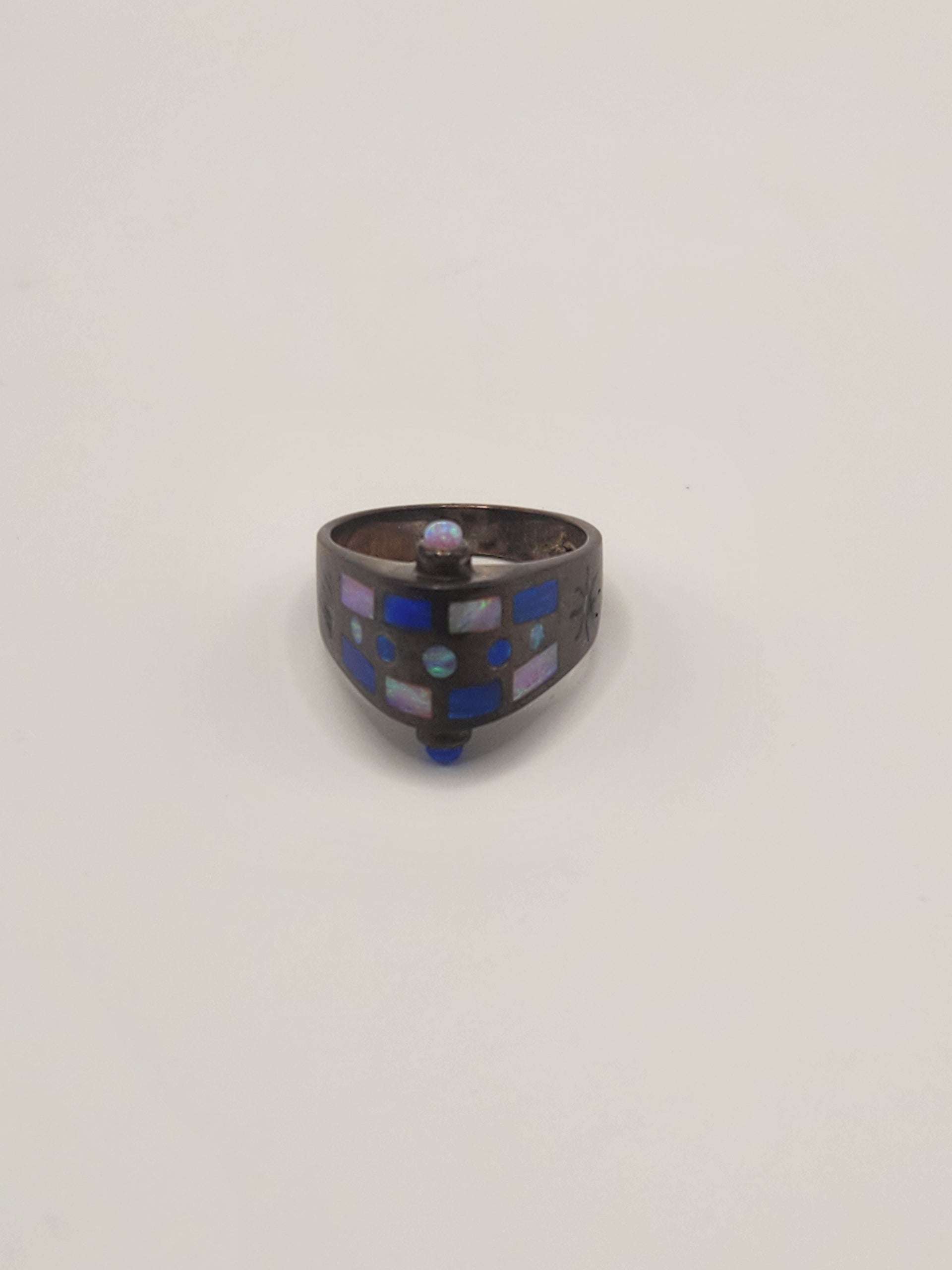 Opal Sterling Silver Ring Size 7.5