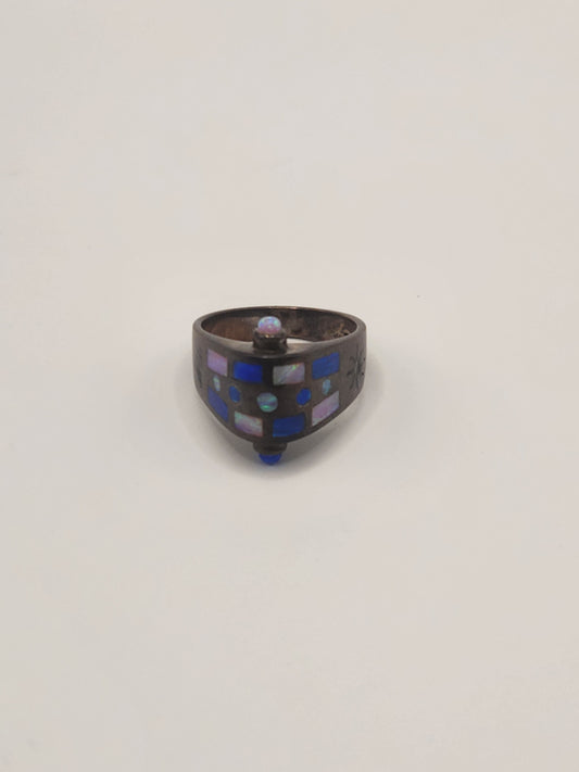 Opal Sterling Silver Ring Size 7.5