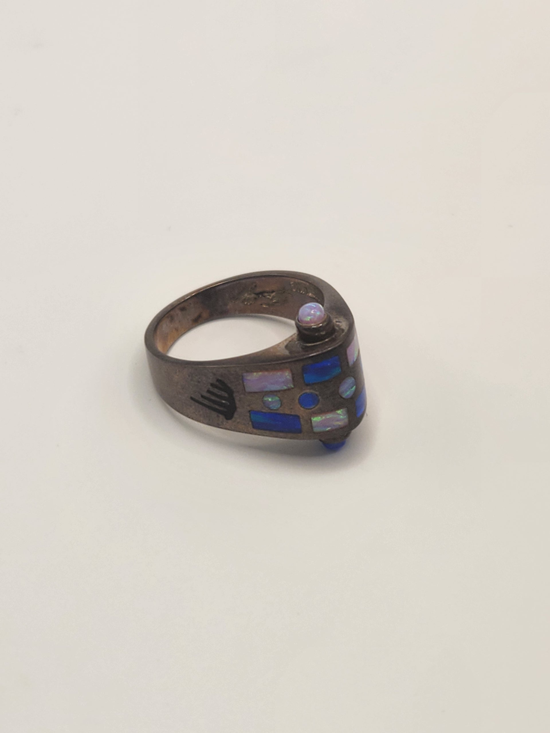 Opal Sterling Silver Ring Size 7.5