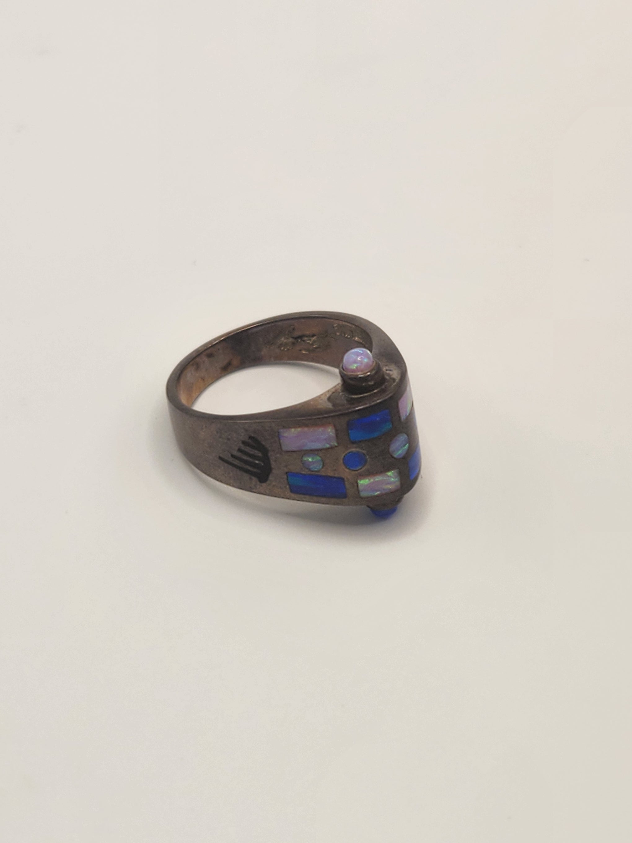 Opal Sterling Silver Ring Size 7.5