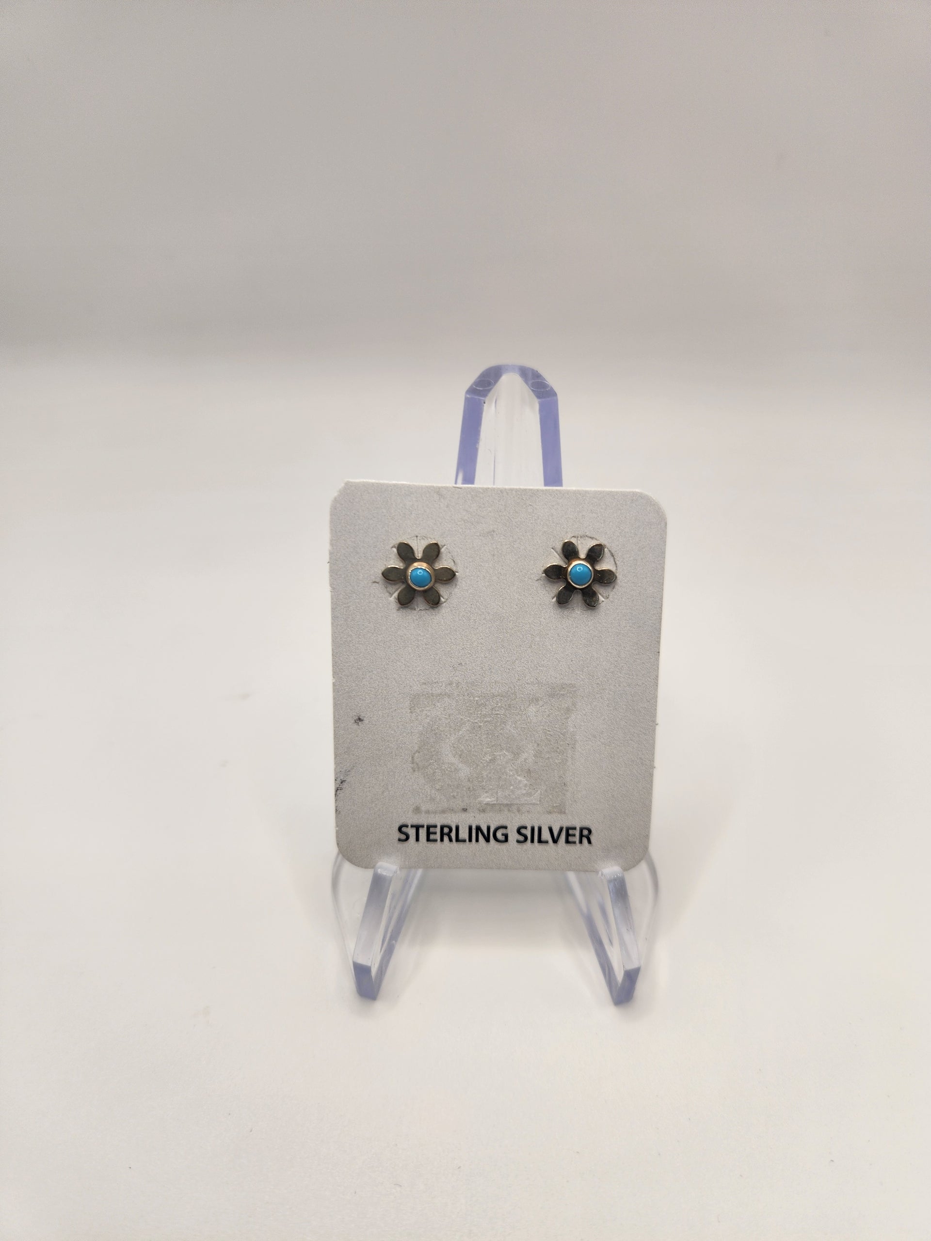 Silver Flower Turquoise Studs #STFS1