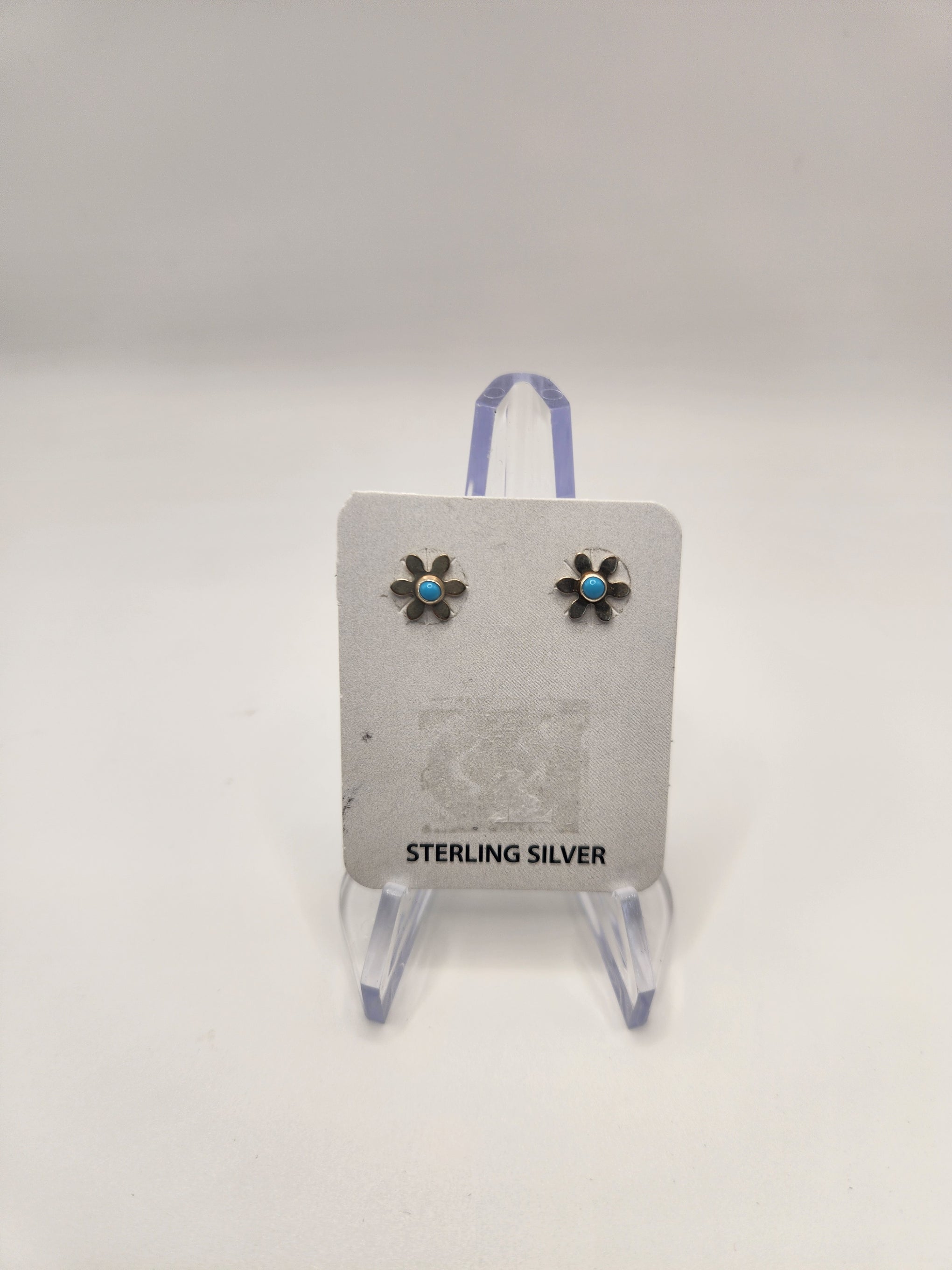 Silver Flower Turquoise Studs #STFS1