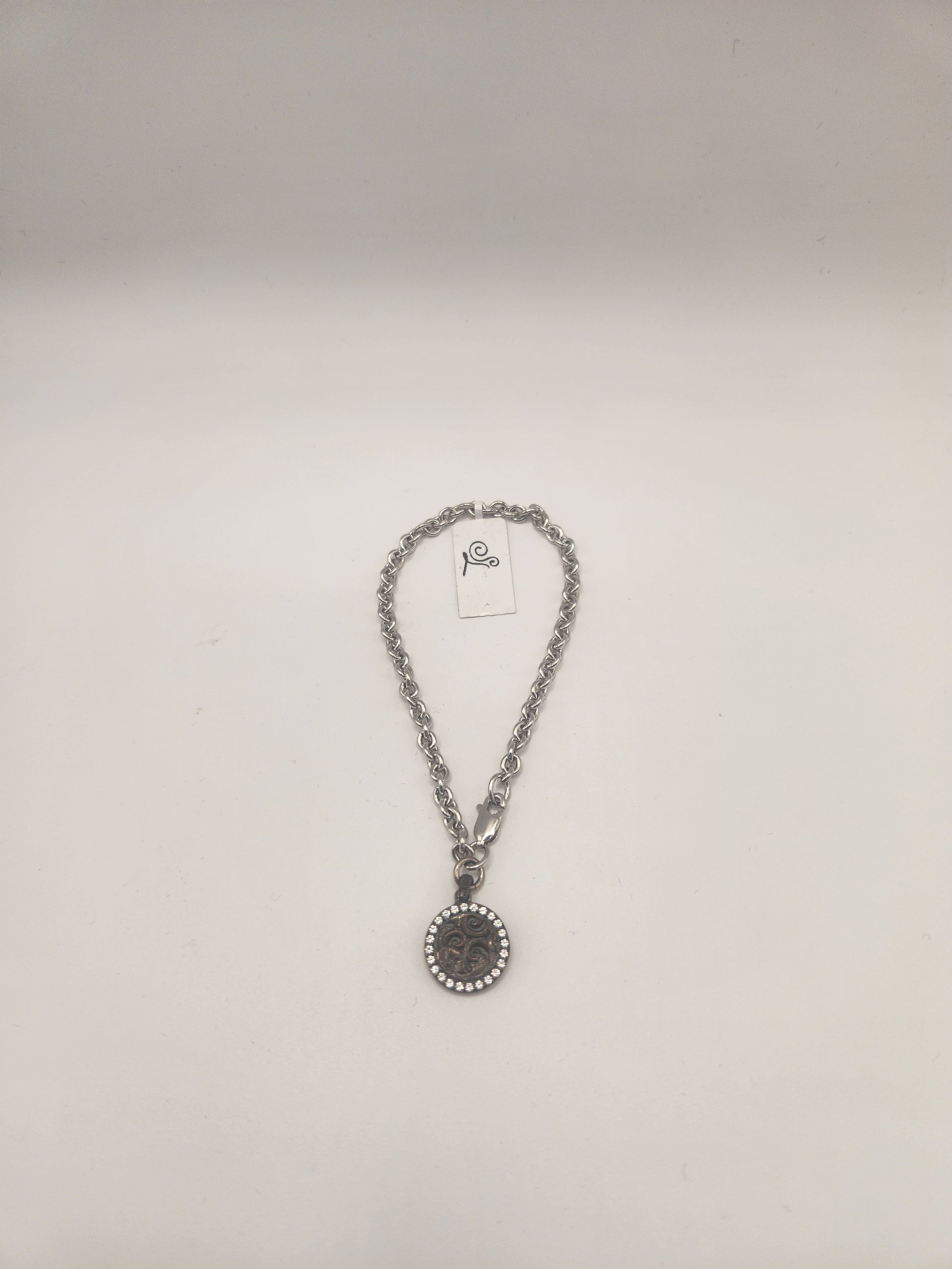 Small Montana Silver BC Sterling Halo Scroll Charm CZ Bracelet