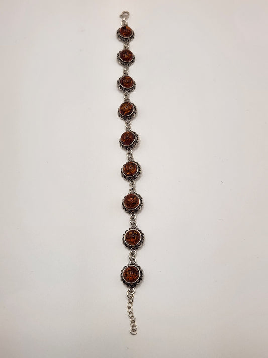 Amber Circle Stone Bracelet #ABSLVR1