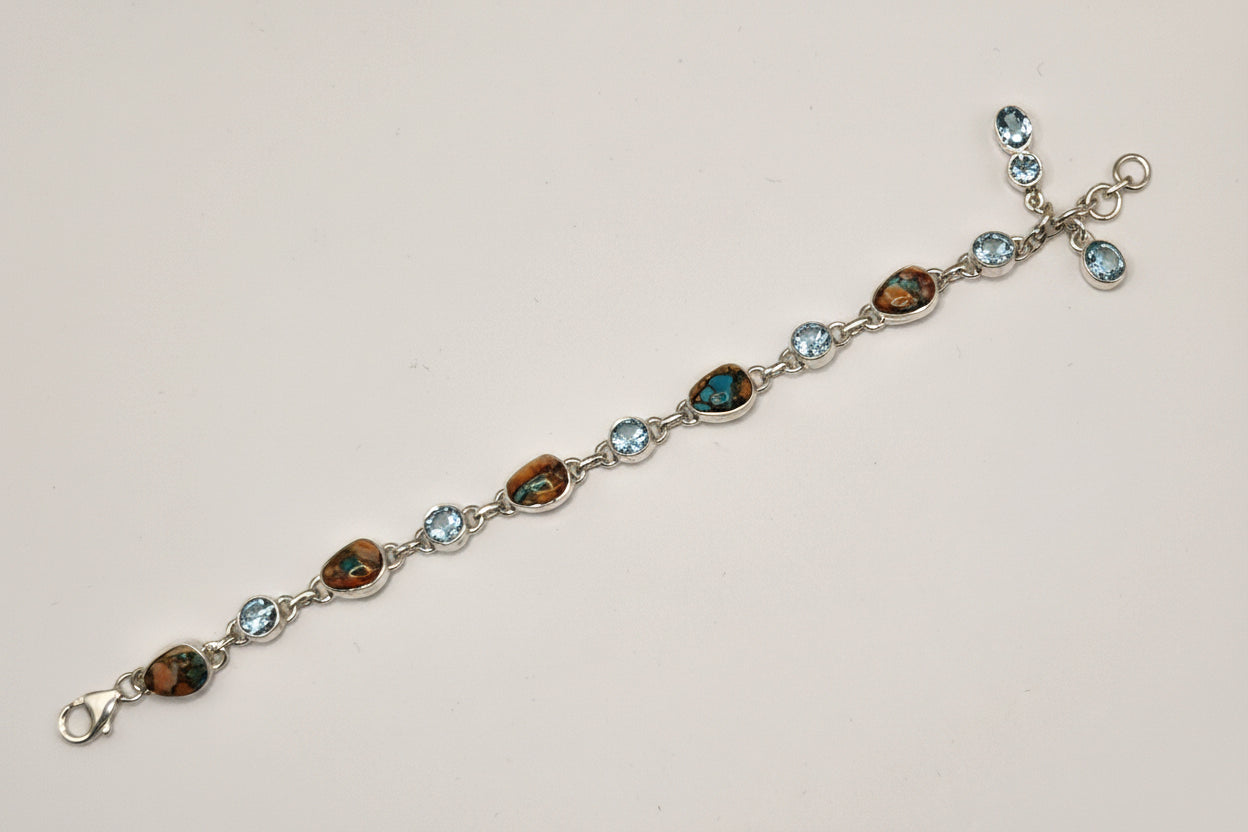 Blue Topaz Spiny Oyster Turquoise BSS Jewelry Bracelet