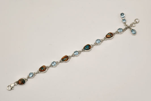 Blue Topaz Spiny Oyster Turquoise BSS Jewelry Bracelet