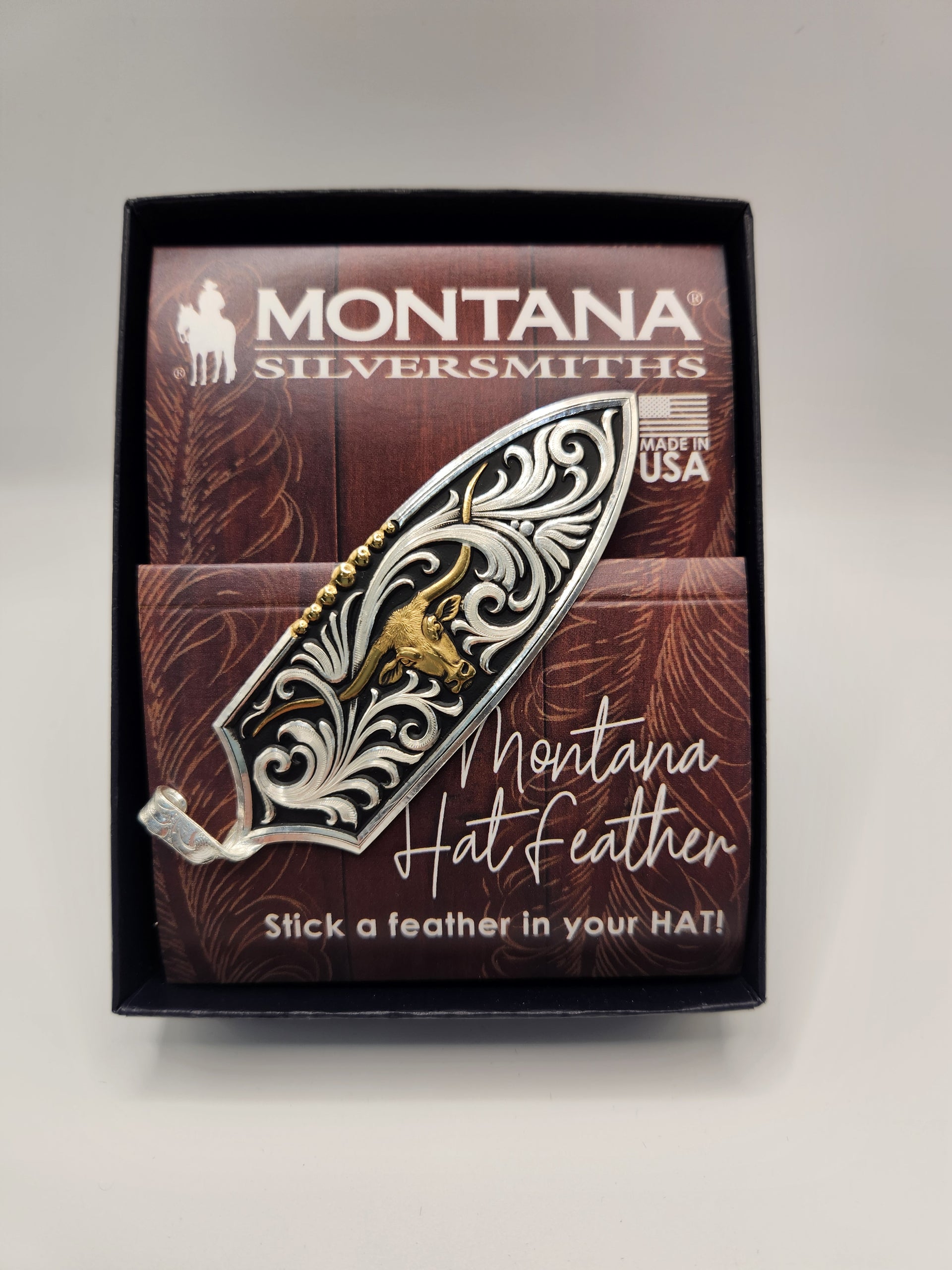Montana Silver HatFeather-2T Steerhead Scroll