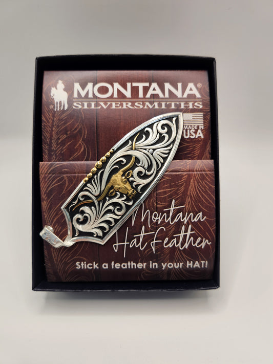 Montana Silver HatFeather-2T Steerhead Scroll
