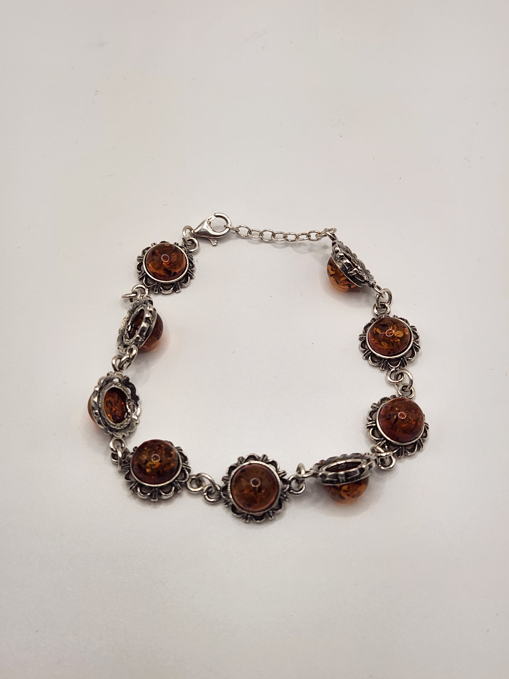 Amber Circle Stone Bracelet #ABSLVR1