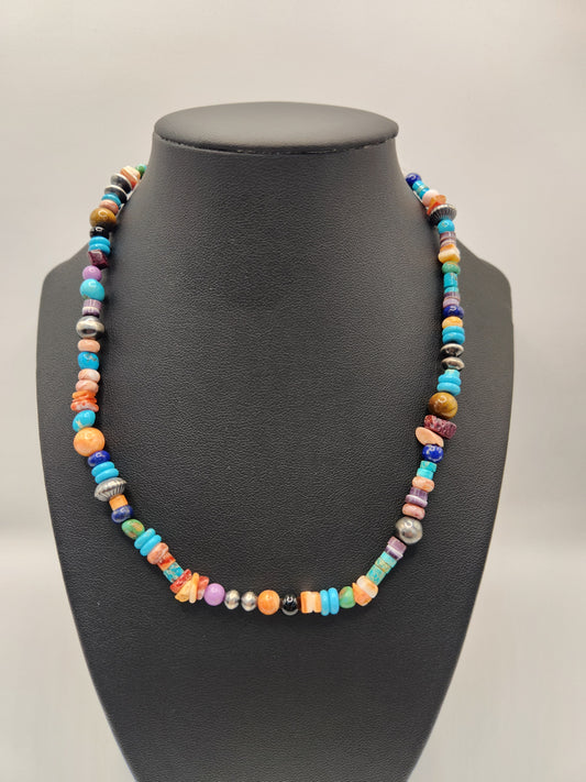 Turqouise Multi Color Silver Sun Jewelry Necklace