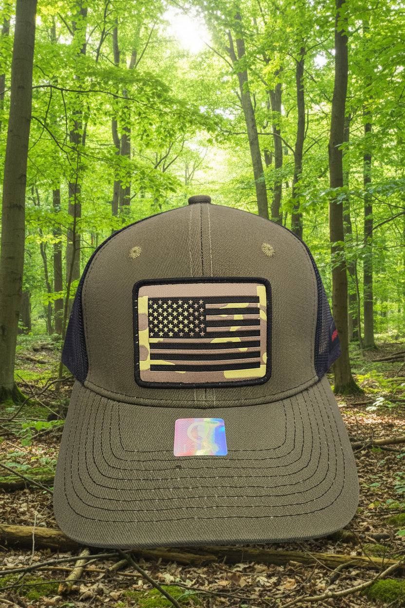 Green Camo Flag Hat