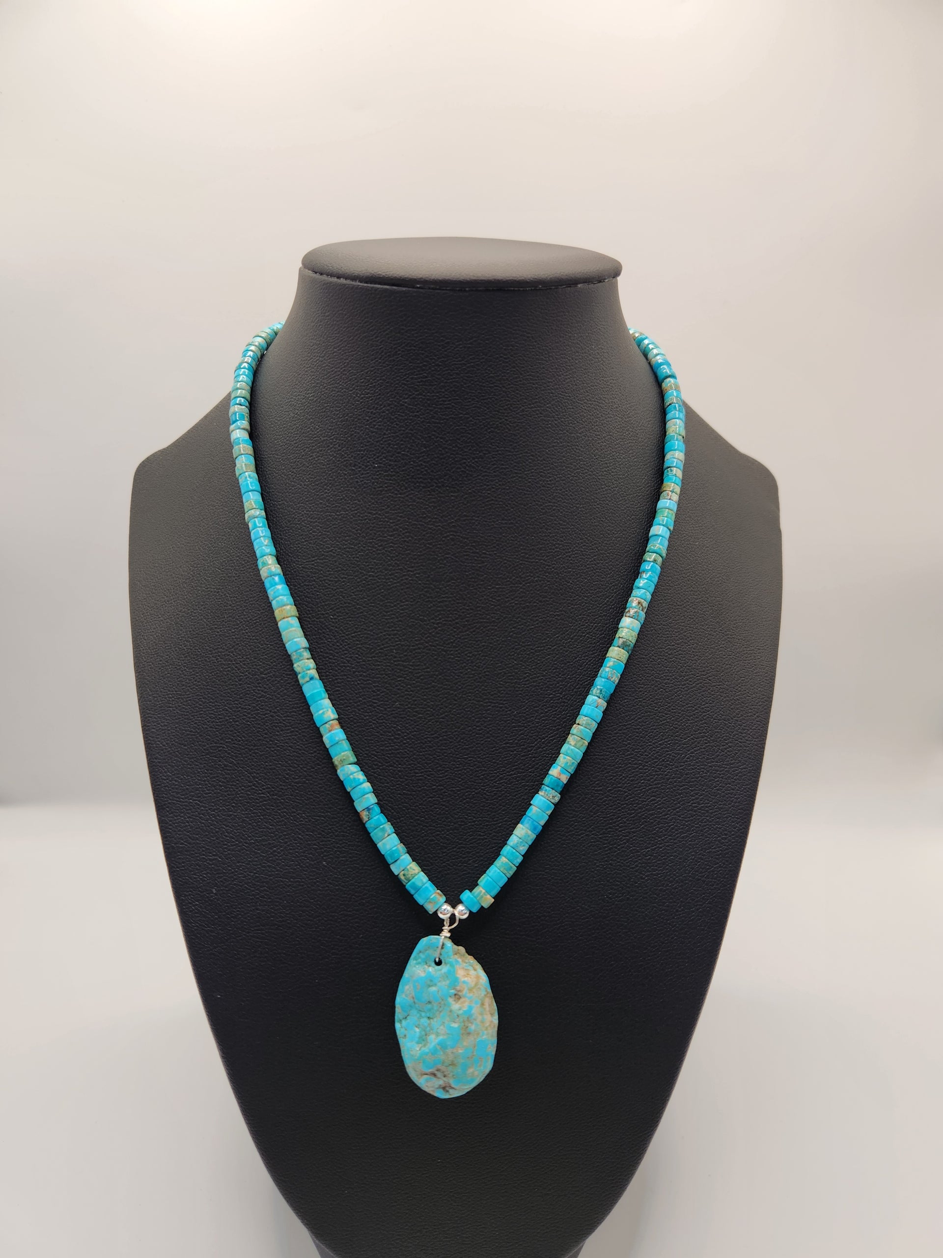 Turquoise Raw Rock Silver Sun Jewelry Necklace
