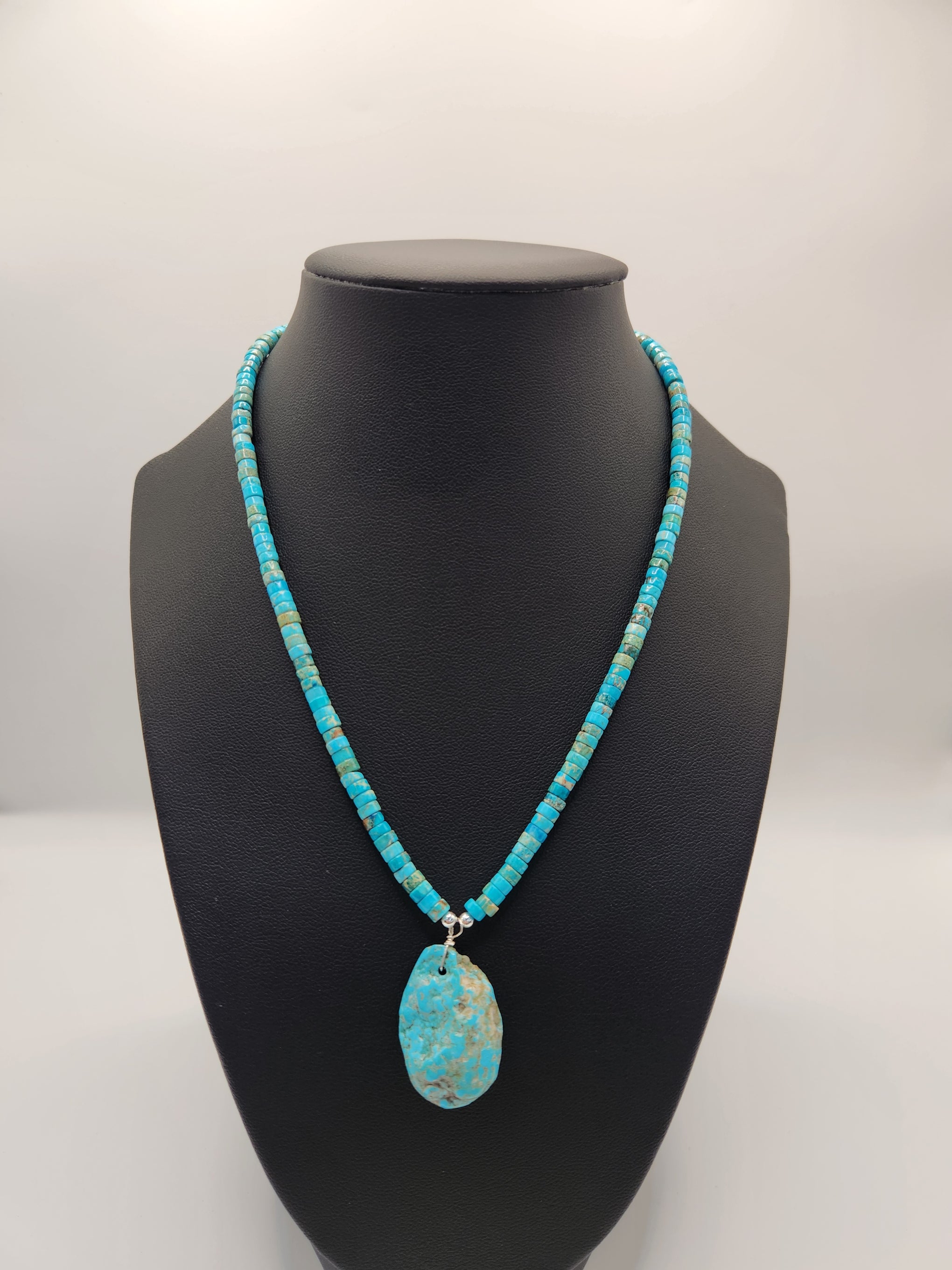 Turquoise Raw Rock Silver Sun Jewelry Necklace