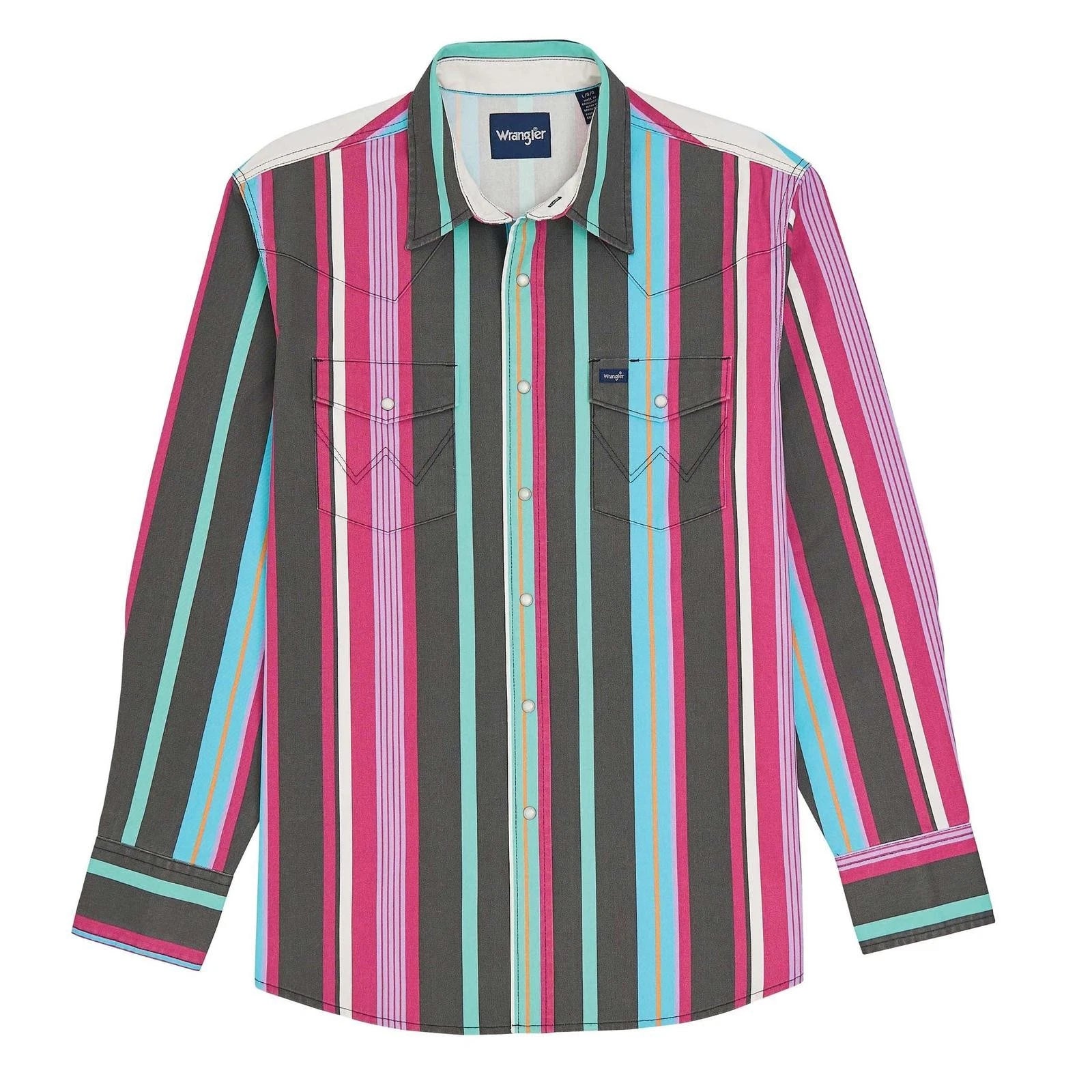 Wrangler Blue/Red/Orange/Purple Brushpopper Snap Long Sleeve Shirt