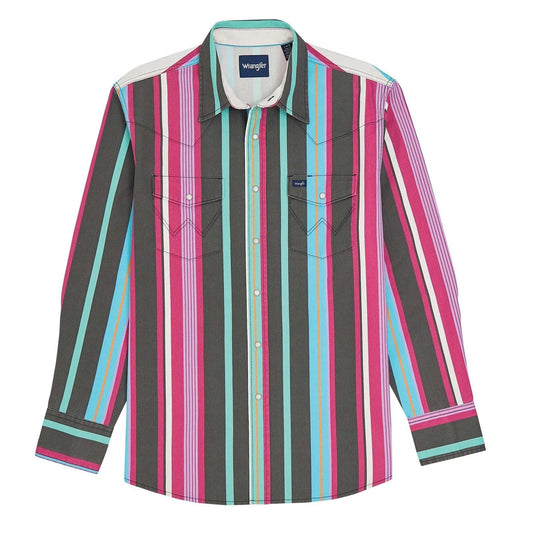 Wrangler Blue/Red/Orange/Purple Brushpopper Snap Long Sleeve Shirt