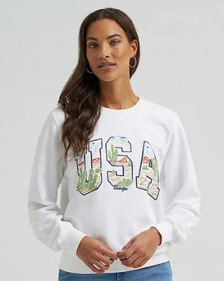 Wrangler Retro USA White Sweatshirt