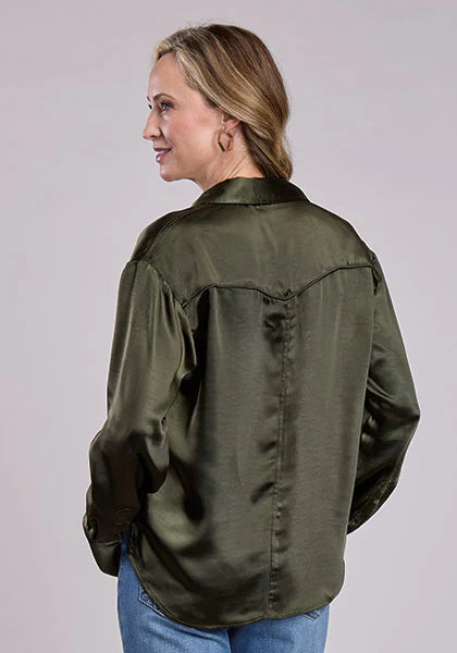 Stetson Olive Satin Pearl snap