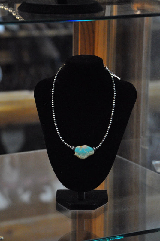 3 mm Sterling Silver Pearls with Turquoise
